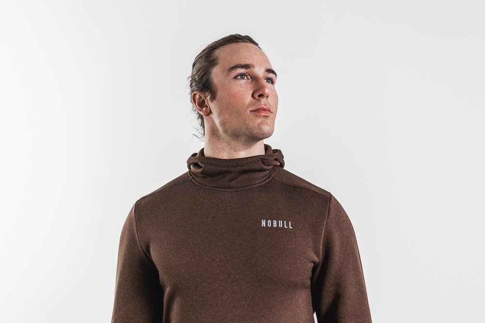 NOBULL Men's Performance Pullover Hoodie - Mocha - Ireland (1648GYSPC)